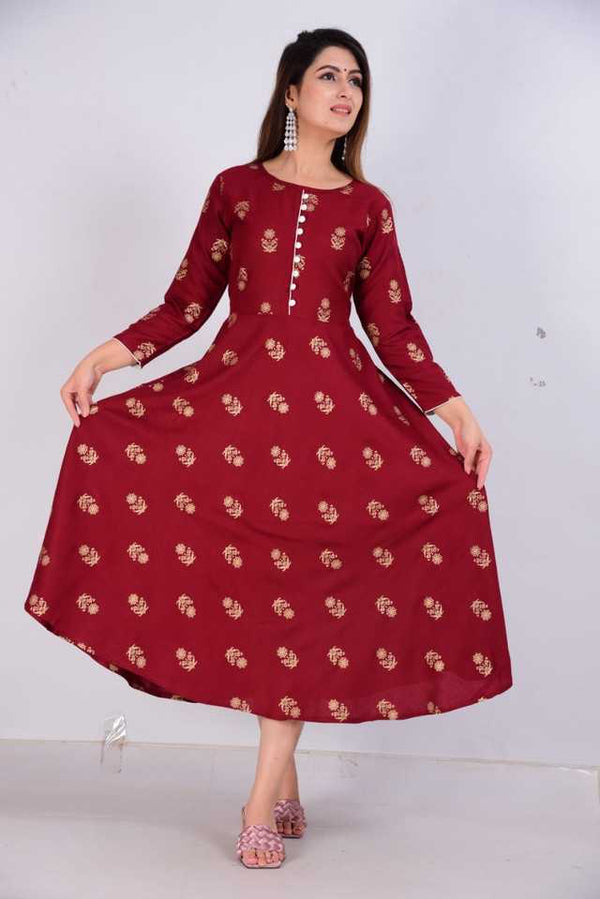 Aman Cotton Kurtis For Women (Maroon, S) (AE-105) | Elegant Ethnic Wear